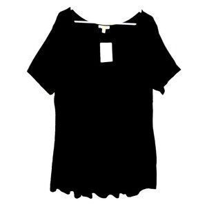 NWT Como Vintage Women Hi/Low Black Stretch Peplum Back Tunic Top  - 1X/2X